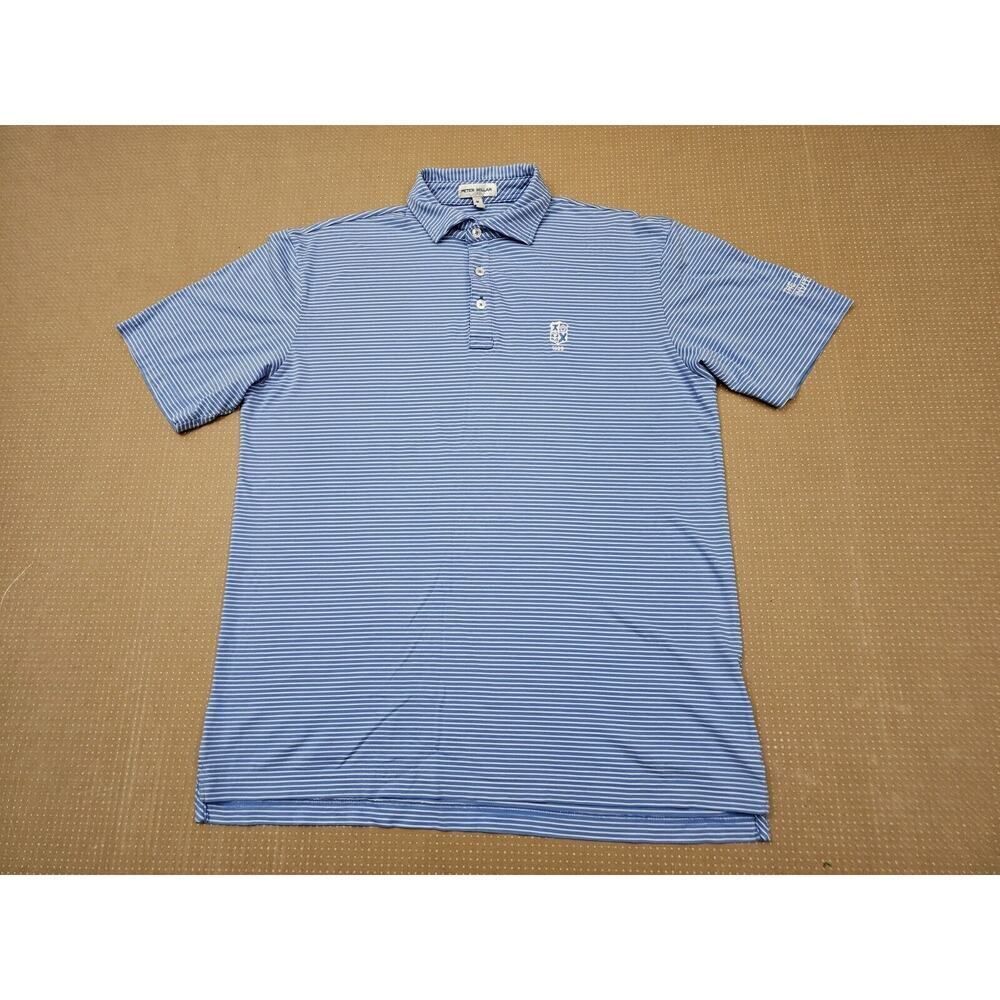 Peter Millar Pilot Mill Polo Mens Medium Pima Cotton Blue Striped Soft